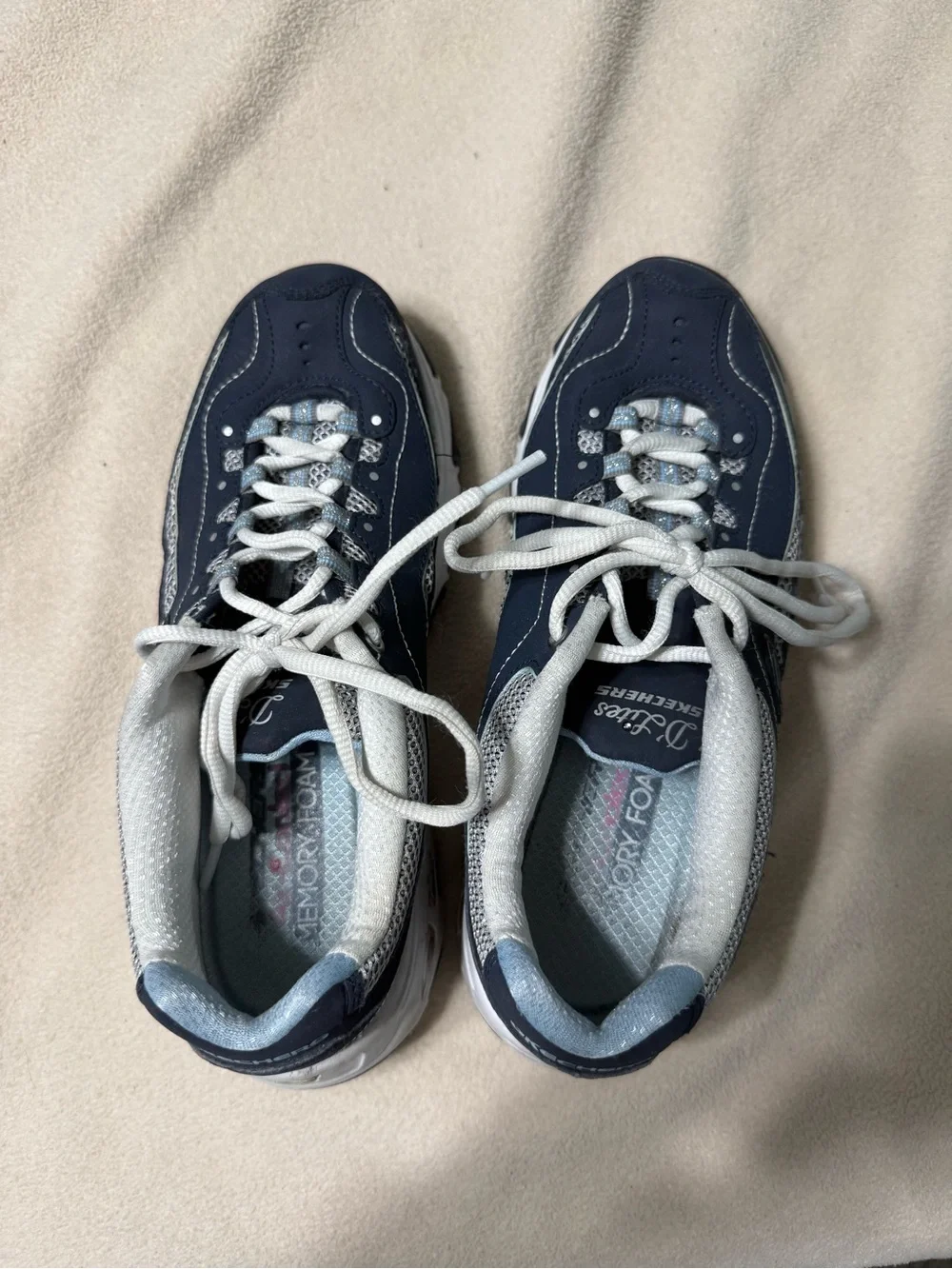 Skechers Navy and White womens Lace-Up Sneakers